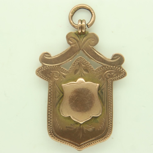 156 - A Victorian 9ct rose gold fob, with vacant cartouche, 7.6g. UK P&P Group 0 (£6+VAT for the first lot... 