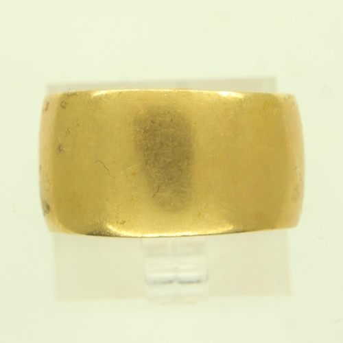 80 - 22ct gold wide-profile band ring, size N, 7.7g. UK P&P Group 0 (£6+VAT for the first lot and £1+VAT ... 