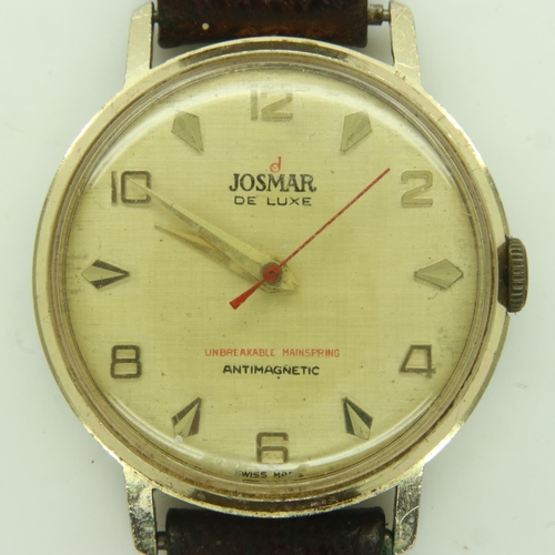 92 - JOSMAR: gents De Luxe mechanical wristwatch with circular champagne coloured dial, working at lottin... 