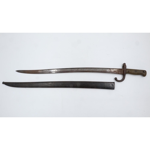 158 - French Chassepot bayonet and steel scabbard. UK P&P Group 2 (£20+VAT for the first lot and £4+VAT fo... 