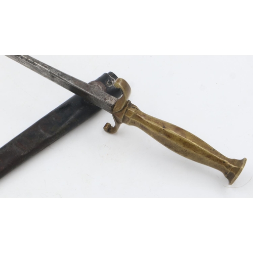 160 - Metal sheathed, brass handled dagger, blade L: 19cm. UK P&P Group 2 (£20+VAT for the first lot and £... 