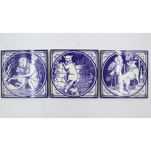 172 - Three Minton blue and white tiles, 15 x 15 cm. UK P&P Group 2 (£20+VAT for the first lot and £4+VAT ... 