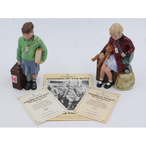 193 - Two Royal Doulton figurines, boy and girl evacuees with certificates. UK P&P Group 3 (£30+VAT for th... 