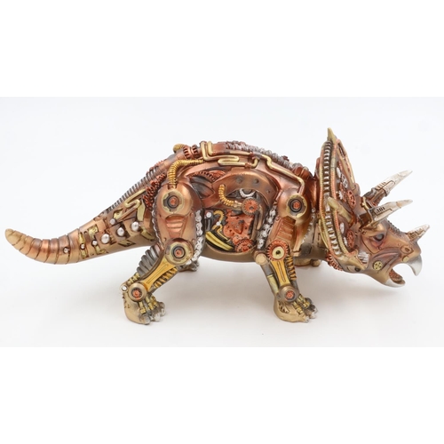 243 - Steampunk style triceratops dinosaur, Triceratops, L: 37 cm. UK P&P Group 2 (£20+VAT for the first l... 