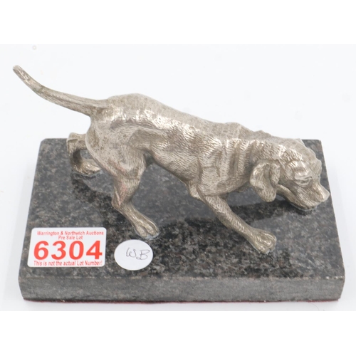 248 - White metal retriever on a marble base, L: 18 cm. UK P&P Group 2 (£20+VAT for the first lot and £4+V... 