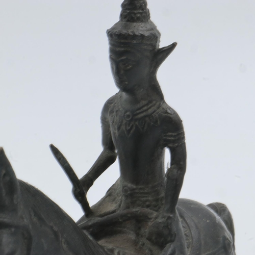 251 - Bronze Oriental horse and rider, H: 27 cm. UK P&P Group 2 (£20+VAT for the first lot and £4+VAT for ... 