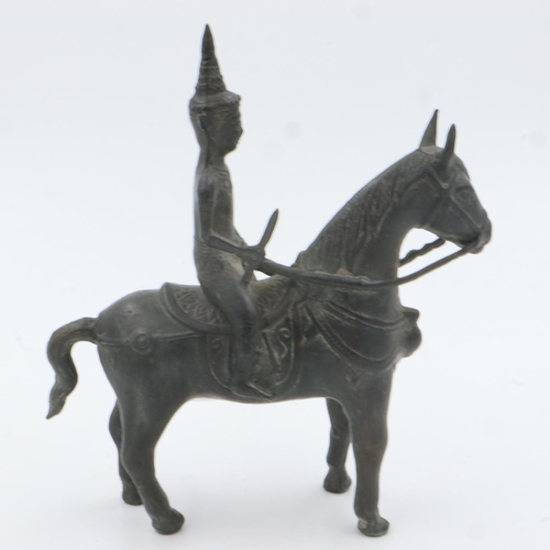 251 - Bronze Oriental horse and rider, H: 27 cm. UK P&P Group 2 (£20+VAT for the first lot and £4+VAT for ... 