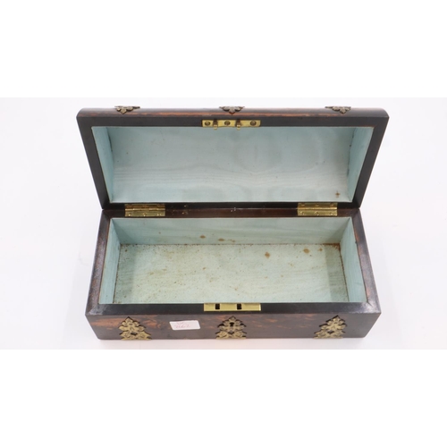 262 - Oriental brass bound cylinder top box, L: 26 cm. UK P&P Group 2 (£20+VAT for the first lot and £4+VA... 