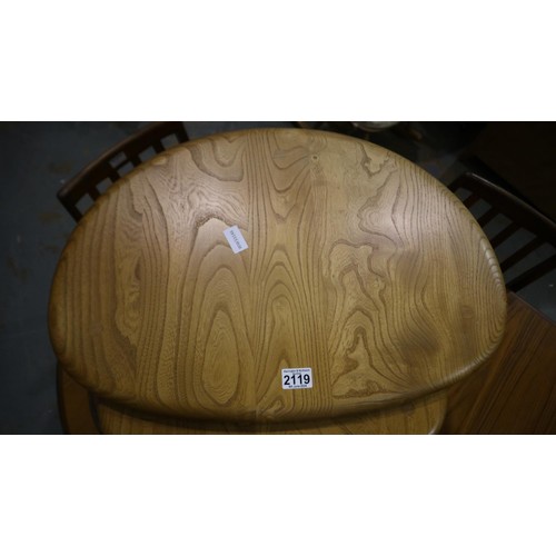 2119 - Ercol Blonde elm nest of three graduated Pebble tables, largest 65 x 45 x 40 cm H. Not available for... 