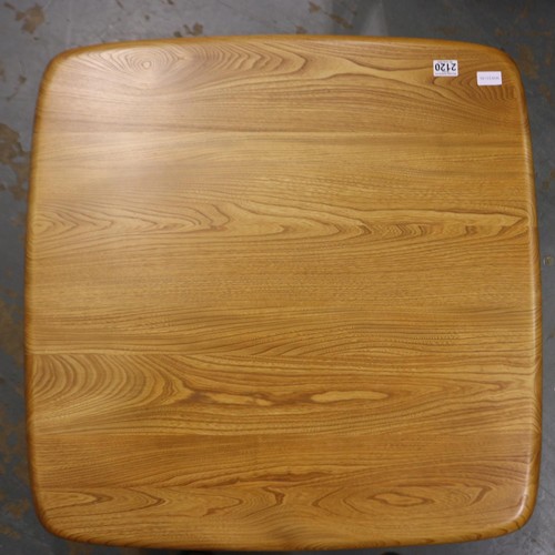 2120 - Ercol Blonde elm Pandora's Box square form centre table, 80 x 80 x 40 cm H. Not available for in-hou... 