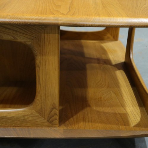 2120 - Ercol Blonde elm Pandora's Box square form centre table, 80 x 80 x 40 cm H. Not available for in-hou... 