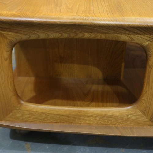 2120 - Ercol Blonde elm Pandora's Box square form centre table, 80 x 80 x 40 cm H. Not available for in-hou... 