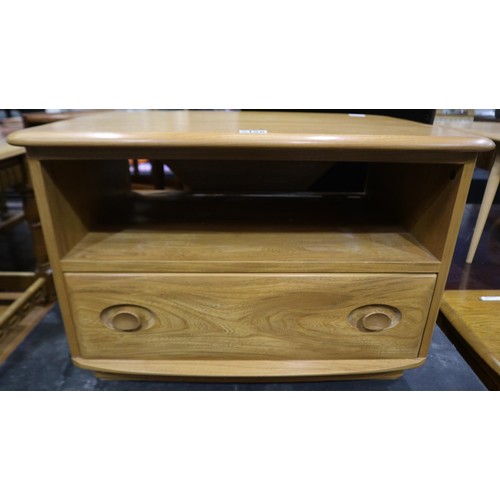 2128 - Ercol Windsor Blonde elm media cabinet, with corner-drop leaf, 73 x 41 x 38 cm H. Not available for ... 