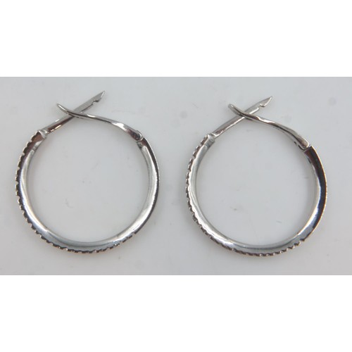 84 - 18ct white gold diamond set hoop earrings, 6.7g. UK P&P Group 0 (£6+VAT for the first lot and £1+VAT... 