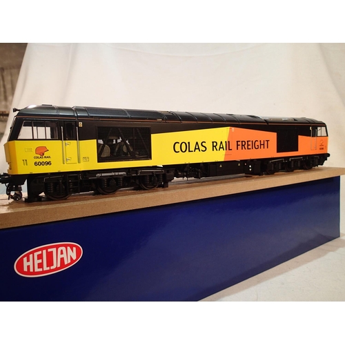 2035 - Heljan O gauge 6011, class 60 diesel, 60096, Colas Rail Freight, KMS Railtech exclusive, near mint, ... 