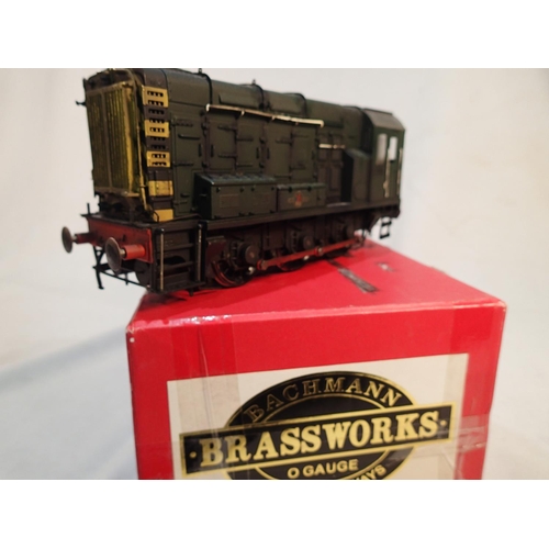 2049 - Bachmann Brassworks O gauge, class 08 diesel, green, D3079, weathered, late crest, fitted sound, exc... 