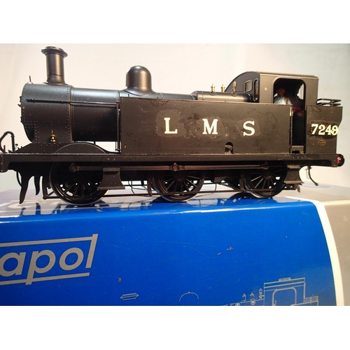 2052 - Dapol O gauge, class 3F Jinty, re-numbered to 7249, L.M.S black, fair to good condition, boxed. UK P... 