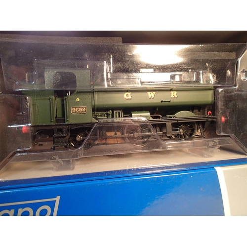 2053 - Dapol O gauge 75-007-009 class 57XX, Pannier tank, 9659, GWR green, excellent condition, box with we... 