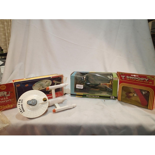 2109 - Dinky Toys USS Enterprise, good condition, missing missiles and pod, box is poor, plus Britains U.S ... 