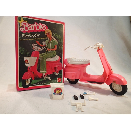 2119 - Barbie Star cycle scooter, circa 1978, appears unused, with basket, horn, mirror, grips and stand (m... 
