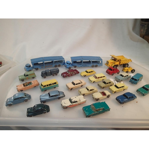 2121 - Matchbox 1/75 series early issue cars, vans etc (23), plus two car transporters, and king size Foden... 
