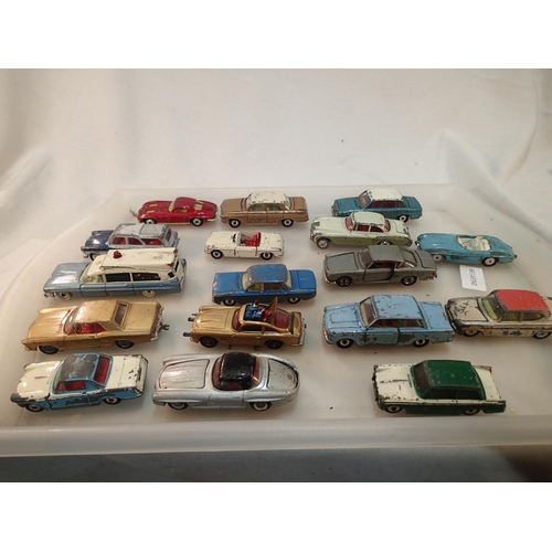 2122 - Selection of seventeen Corgi, Dinky etc playworn vehicles, all suitable for spares or re-furbishment... 