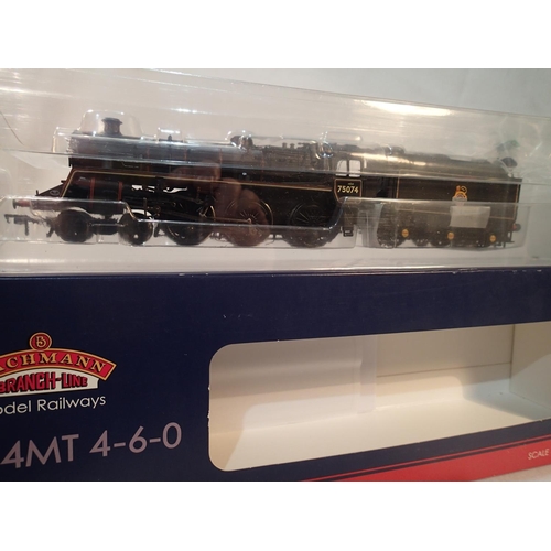 2148 - Bachmann 31-117 DC, class 4MT, 75074, black, early crest, DCC fitted, excellent condition, storage w... 