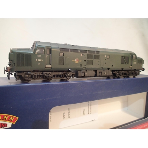 2154 - Bachmann class 37 diesel, re-numbered, detailed and weathered, D6703, green, late crest, excellent c... 