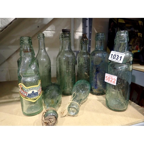 1031 - Selection of mixed vintage bottles including Codd bottles (10). Not available for in-house P&P