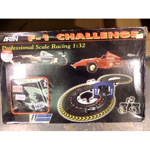 1036 - Artin F-1 Challenge racing game in original box. Not available for in-house P&P