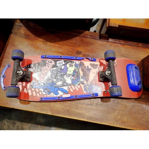 1037 - Skate rats skateboard, some plastic damage. Not available for in-house P&P