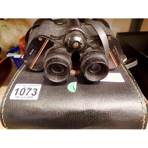 1073 - Prinz 7x50 binoculars in leather case. Not available for in-house P&P