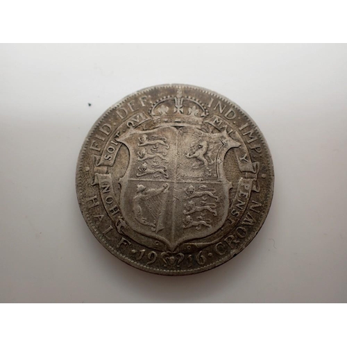 1086 - 1916 - Sterling silver half crown of king George 5th. UK P&P Group 0 (£6+VAT for the first lot and £... 