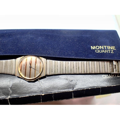 1092 - Boxed quartz Montine wristwatch in sleeve. UK P&P Group 1 (£16+VAT for the first lot and £2+VAT for ... 