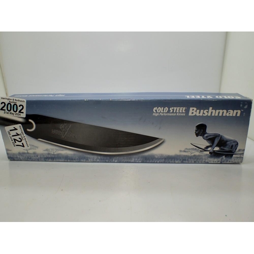 1127 - Bushman cold steel survival knife, model 95BUSS, with canvas sheath, boxed. UK P&P Group 1 (£16+VAT ... 