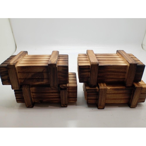 1135 - Four Japanese puzzle boxes, L: 12cm. UK P&P Group 1 (£16+VAT for the first lot and £2+VAT for subseq... 