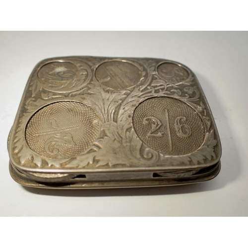 1146 - Vintage white metal coin case. UK P&P Group 1 (£16+VAT for the first lot and £2+VAT for subsequent l... 