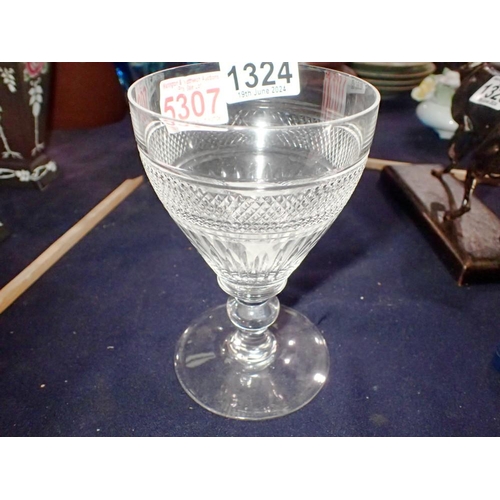 1324 - Large cut glass goblet, H: 15 cm, in the manner of William Yeowood. Not available for in-house P&P