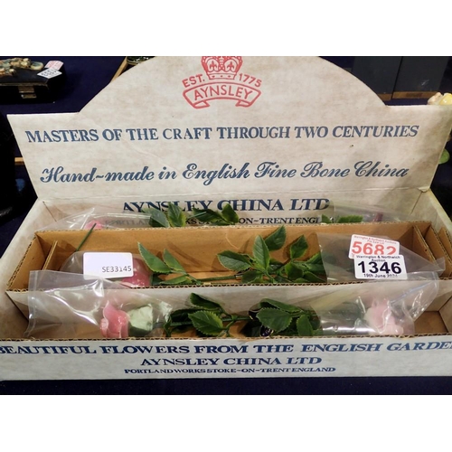 1346 - Aynsley boxed set of six ceramic flowers. UK P&P Group 2 (£20+VAT for the first lot and £4+VAT for s... 