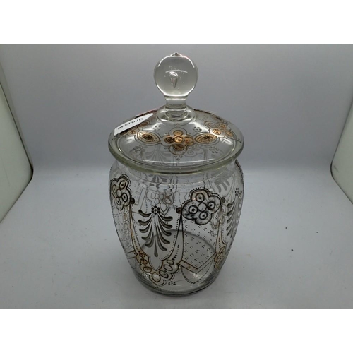 1348 - Victorian silver and gilded lidded jar. Not available for in-house P&P