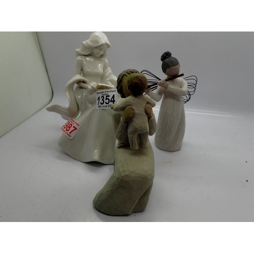 1354 - Kim Lawrence Elegance figurine and two Willow Tree figurines. UK P&P Group 2 (£20+VAT for the first ... 