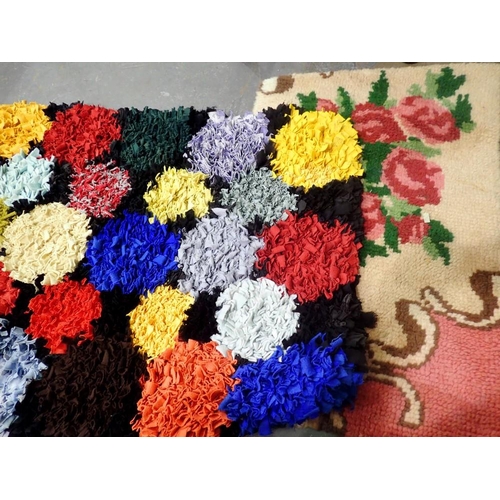 1370 - Woollen floral rug approximate L: 1 m, and another. Not available for in-house P&P