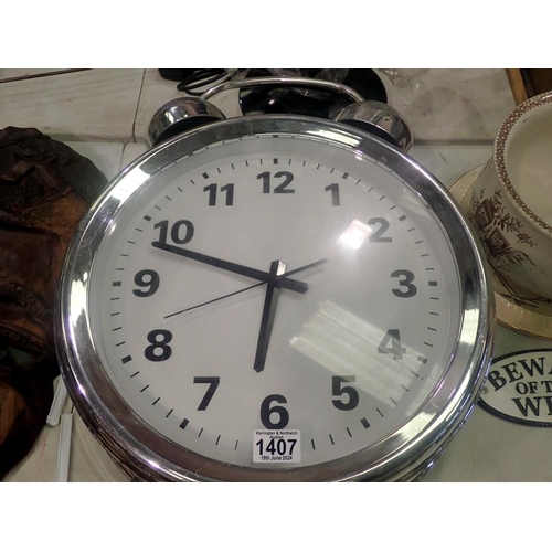 1407 - Large wall mountable giant alarm clock. Not available for in-house P&P