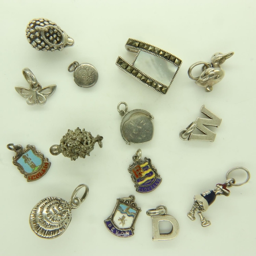 15 - Quantity of 925 silver charms to include a hedgehog. UK P&P Group 1 (£16+VAT for the first lot and £... 