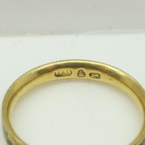 26 - Georgian enamelled 22ct gold mourning band, George Prescot Esquire died aged 78, 1790, size R, 4.7g.... 