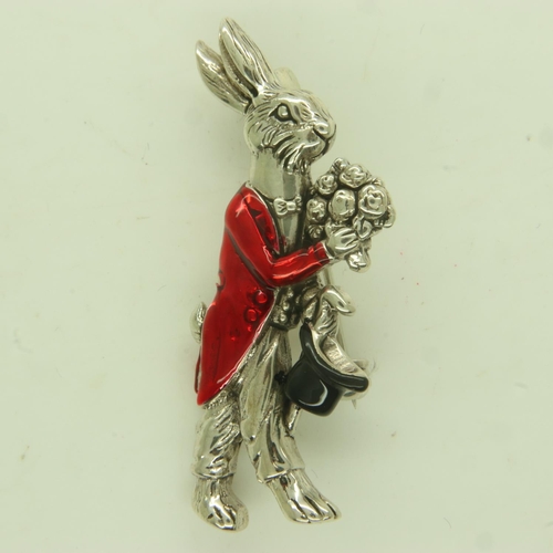 29 - 925 silver rabbit brooch, H: 44 mm. UK P&P Group 0 (£6+VAT for the first lot and £1+VAT for subseque... 