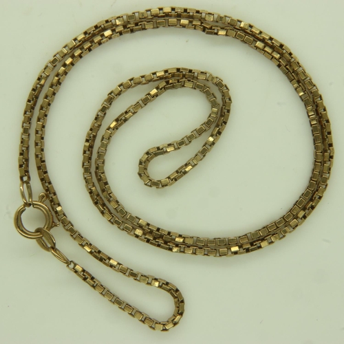 33 - 9ct gold box chain, L: 40 cm, 4.3g. UK P&P Group 0 (£6+VAT for the first lot and £1+VAT for subseque... 