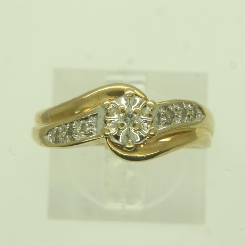 38 - 9ct gold ring set with 0.07cts of diamonds, size N, 3.1g. UK P&P Group 0 (£6+VAT for the first lot a... 