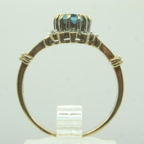 40 - 9ct gold blue topaz and diamond set ring, size Q, 3.5g. UK P&P Group 0 (£6+VAT for the first lot and... 