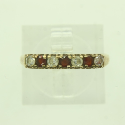 46 - 9ct gold I Love You ring set with garnets and cubic zirconia, size N, 1.3g. UK P&P Group 0 (£6+VAT f... 